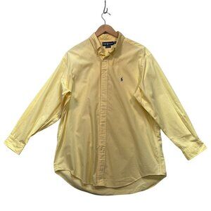 Ralph Lauren Mens Yarmouth Dress Shirt Large Yellow Long Sleeve Button Down